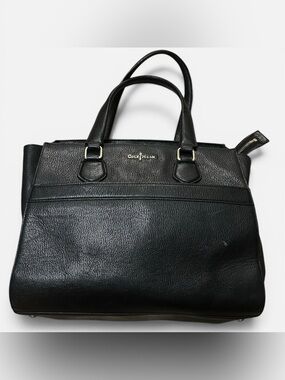 Cole Haan Large Black Zippered Pebbled Leather Tote Bag Shoulder Bag Purse